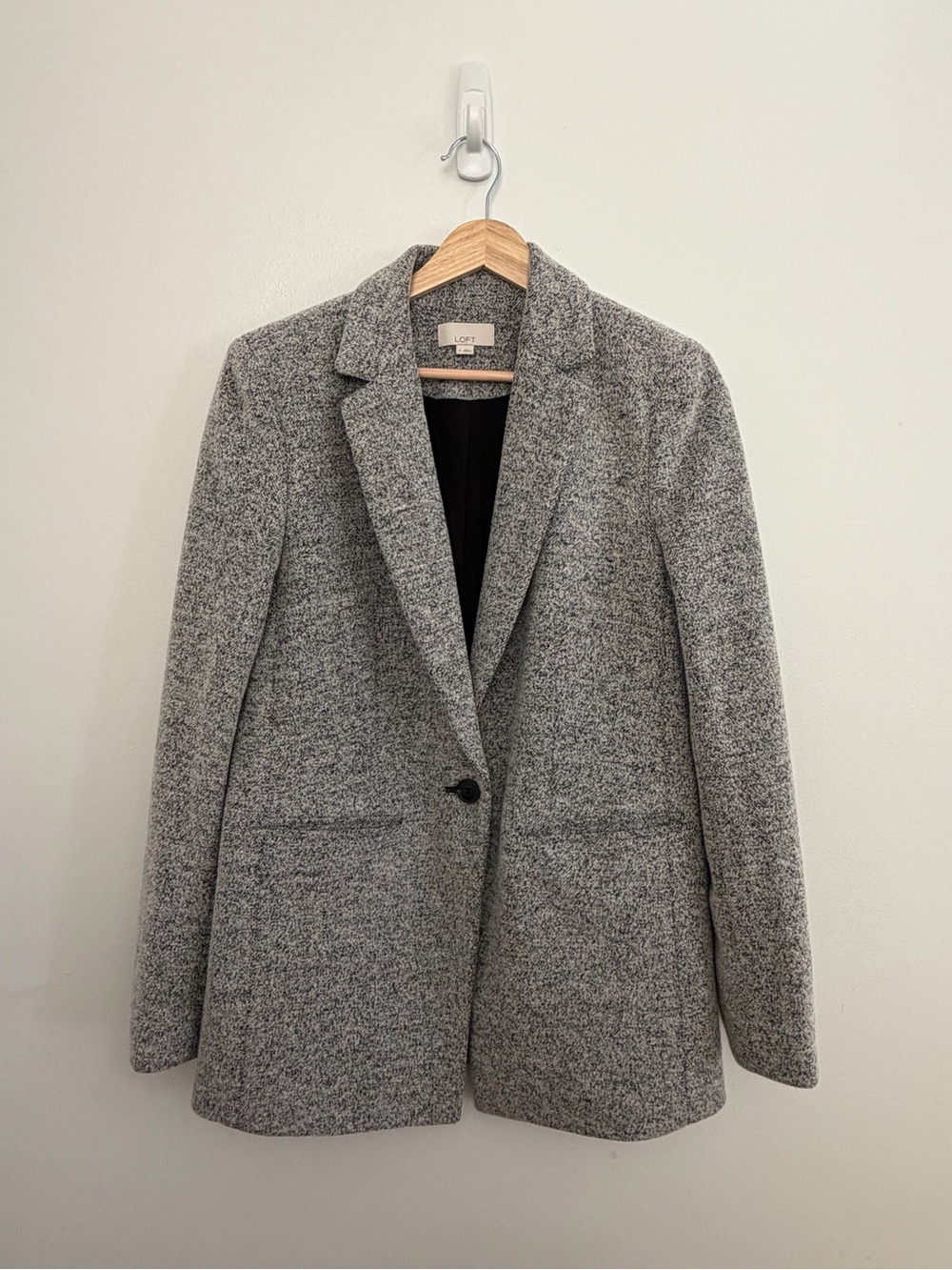 LOFT Gray Tweed One-Button Blazer